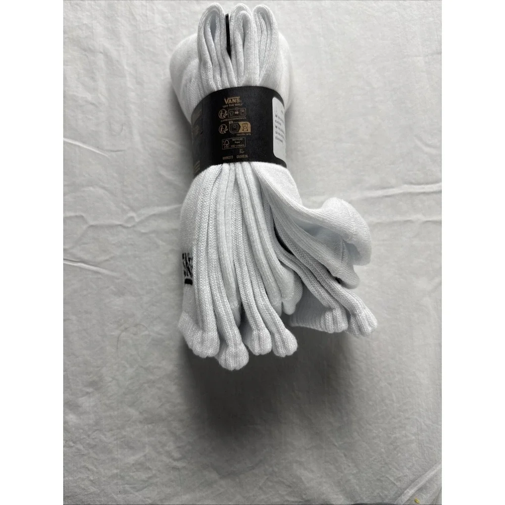 Vans White Crew Socks- 3 Pack- Shoe Size‎ 9.5-13- NWT Skateboard Classic